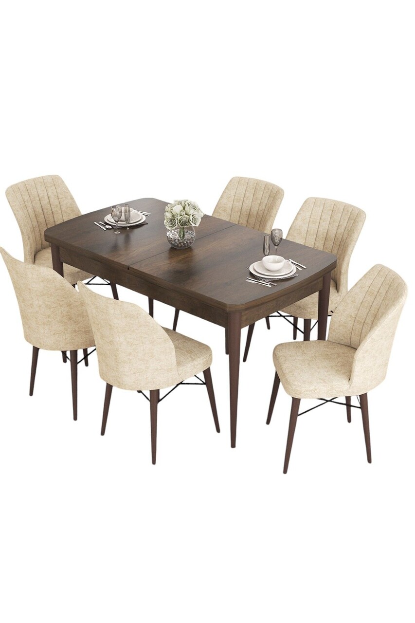 Set masa extensibila si scaune, Hanah Home, Eva, Baroc / Crem - view 2