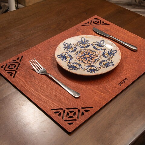 Set suporturi pentru farfurie, Payna, 790PYN1107, Lemn , Produs lucrat manual, Roz