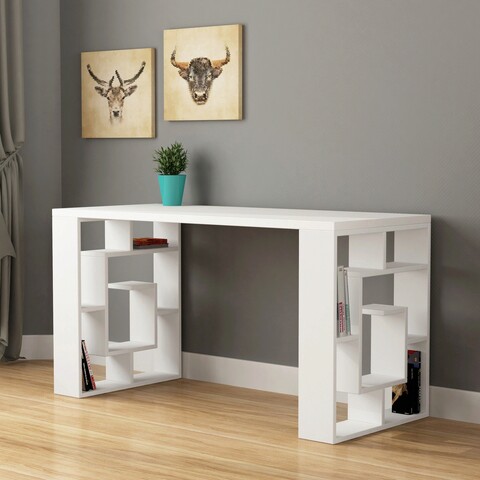 Birou, decortie, maze, 140x75x60 cm, alb