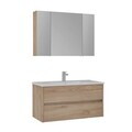 Set Dulap de Baie cu Chiuvetă și Oglindă (2 Piese), Hanah Home, Side 100 v3, Stejar