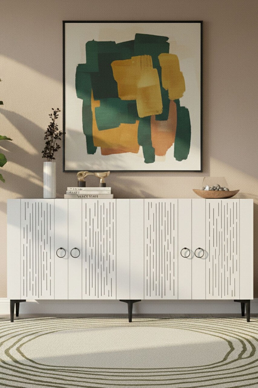 Consola, Hanah Home, Rain 150, 150x75x32 cm, PAL , Alb - view 2
