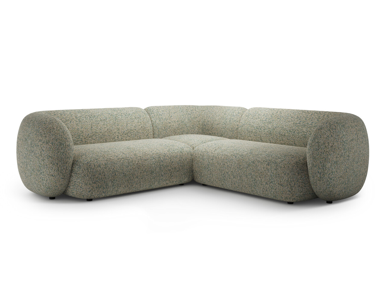 Coltar simetric 5 locuri, Kate, Micadoni, 252x252x76 cm, tesatura structurata, verde muschi melanj