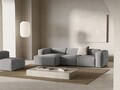 Coltar stanga 3 locuri, Bergamo, Cosmopolitan Design, 304x152x70 cm, catifea chenille raiata, gri deschis