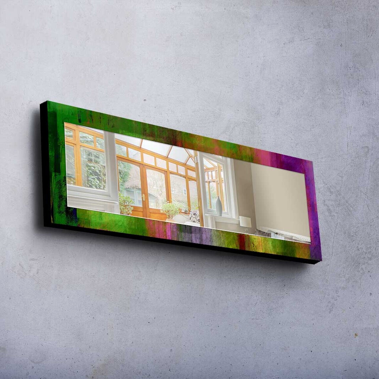 Oglinda decorativa, 40120MA-004, Cadru din lemn de pin (grosime: 27 mm), Multicolor