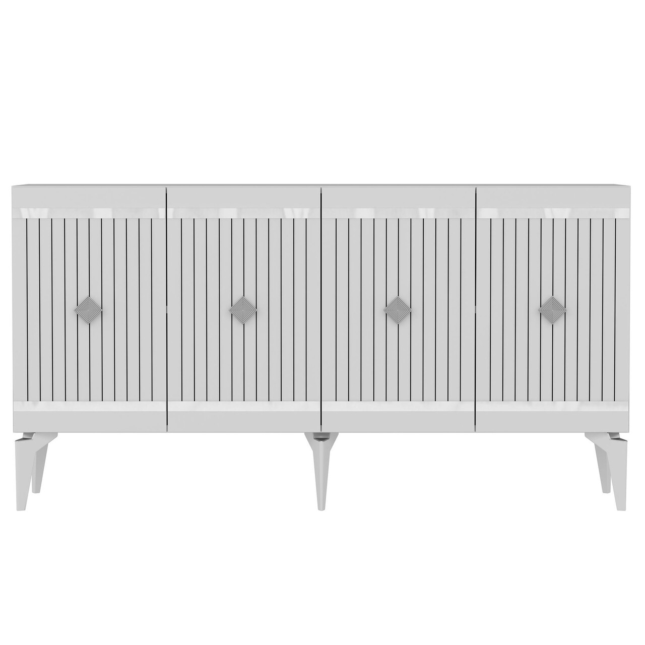 Consola, Hanah Home, Lenora, 150x79x40 cm, PAL , Alb / Argintiu - view 5