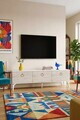 Comoda TV, Hanah Home, Demet, 180x53x30 cm, Alb / Travertin
