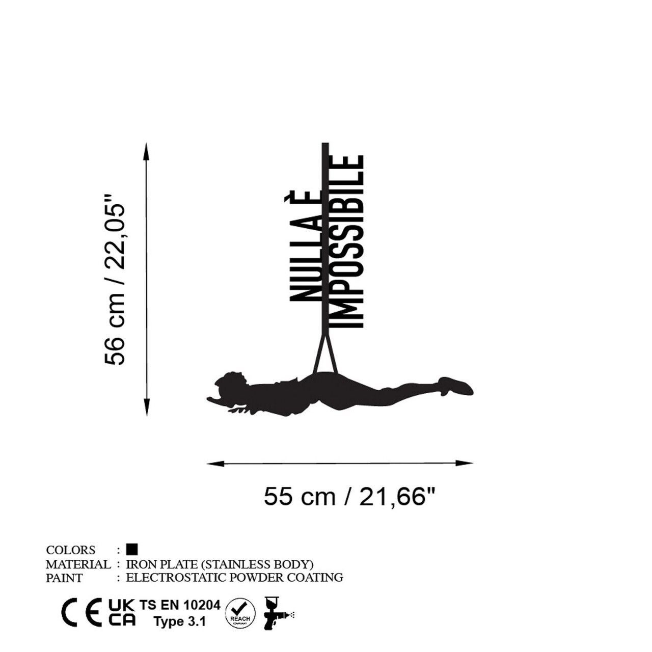Decoratiune de perete, Nulla E Impossible 2, Dimensiuni: 55 x 56 cm, Negru — imaginea 6