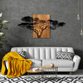 Decoratiune de perete, Acacia Tree, 50% lemn/50% metal, Dimensiune: 144 x 3 x 70 cm, Nuc negru