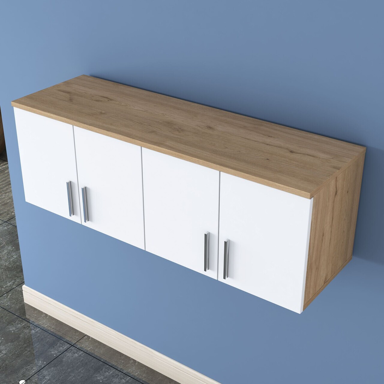 Dulap de perete, Hanah Home, EA150, 120x41.4x37.5 cm, PAL melaminat, Nuc/Alb - view 3