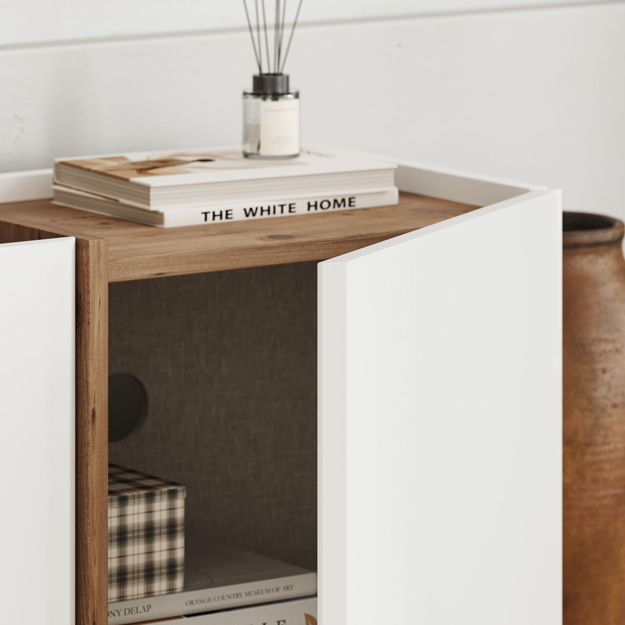 Comoda TV, Nordure, Lowen, 180x46x35 cm, Alb/Pin Atlantic - imagine 4