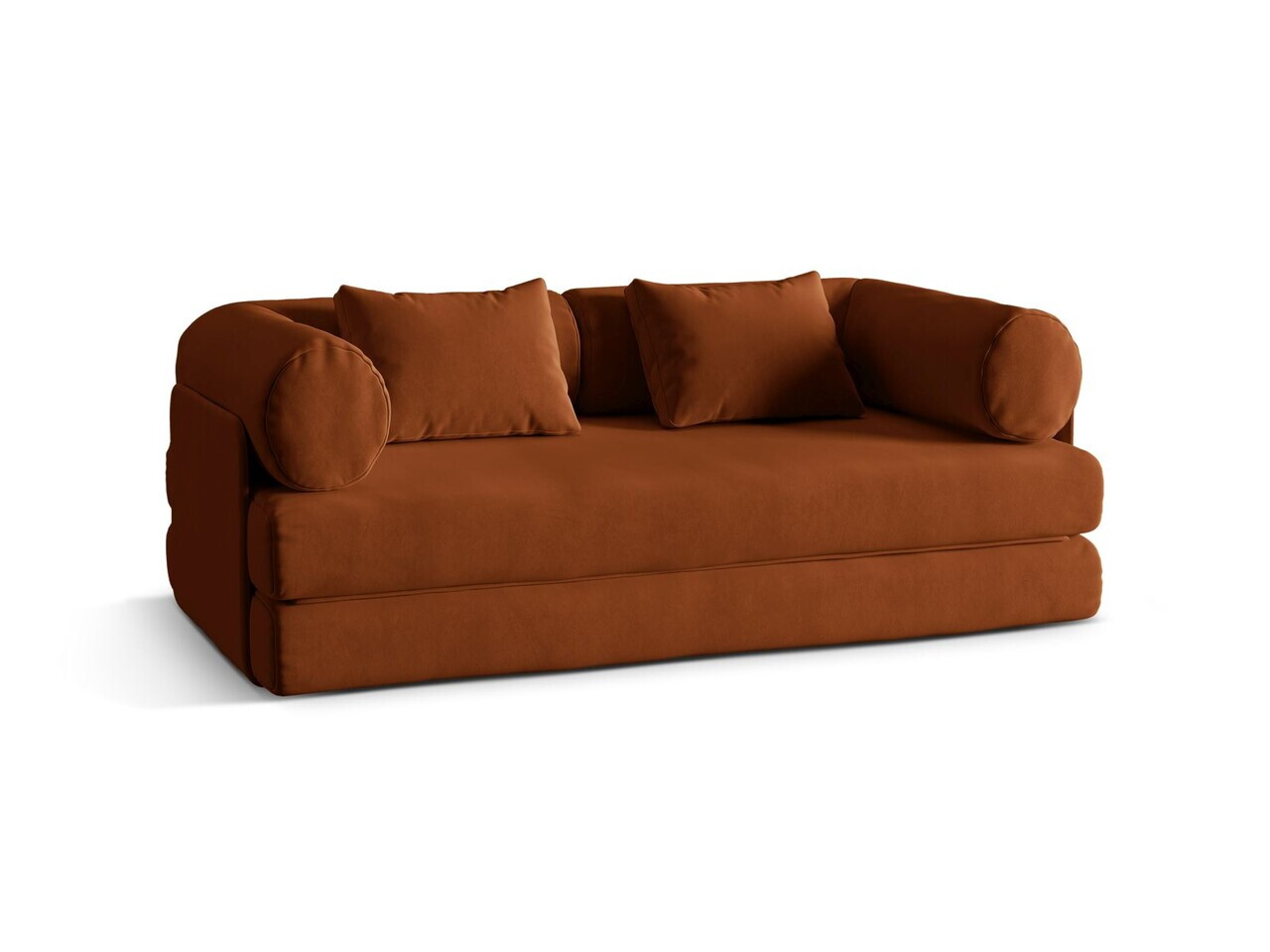 Canapea extensibila 3 locuri, Dreamy, Micadoni Home, 206x95x70 cm, catifea, teracota — imaginea 7