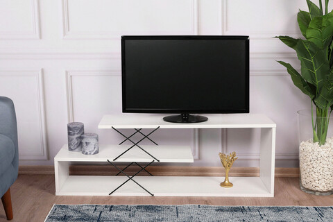 Comoda tv, kalune design, zigzag, 120x40x30 cm, alb