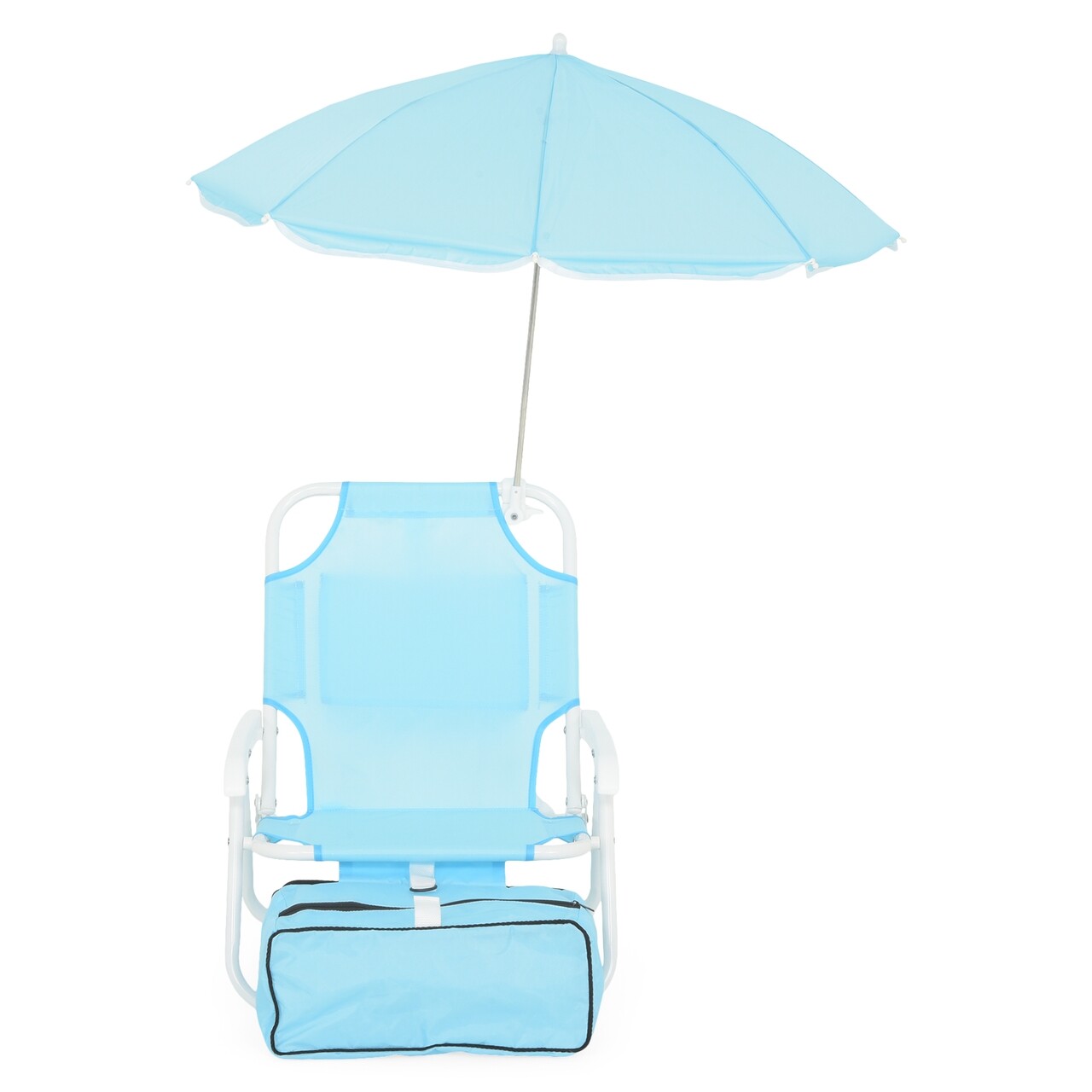 Set scaun cu parasolar si geanta frigorifica pentru copii, Kids Beach, L.37 l.28 H.45, albastru