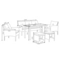 Set mobilier pentru gradina/terasa, Clary, 6 piese, otel/fibre sintetice, negru/gri