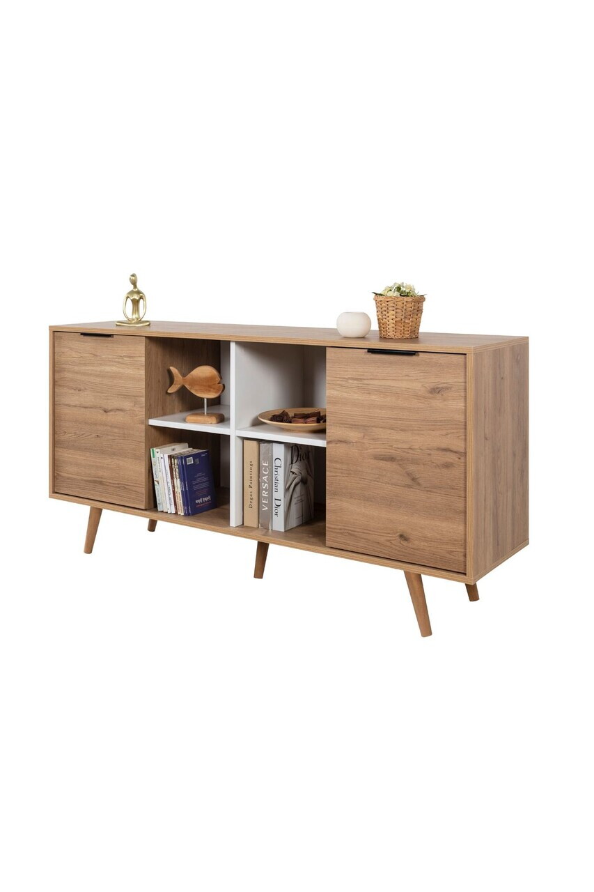 Consola, Hanah Home, Sina 4621, 160x82x44 cm, PAL, Stejar Safir / Alb — imaginea 6