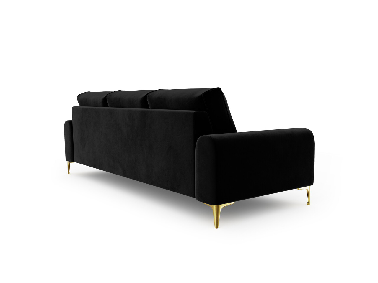 Canapea, Madara, Mazzini Sofas, 3 locuri, gold legs, 222x102x90 cm, catifea, negru