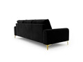 Canapea, Madara, Mazzini Sofas, 3 locuri, gold legs, 222x102x90 cm, catifea, negru