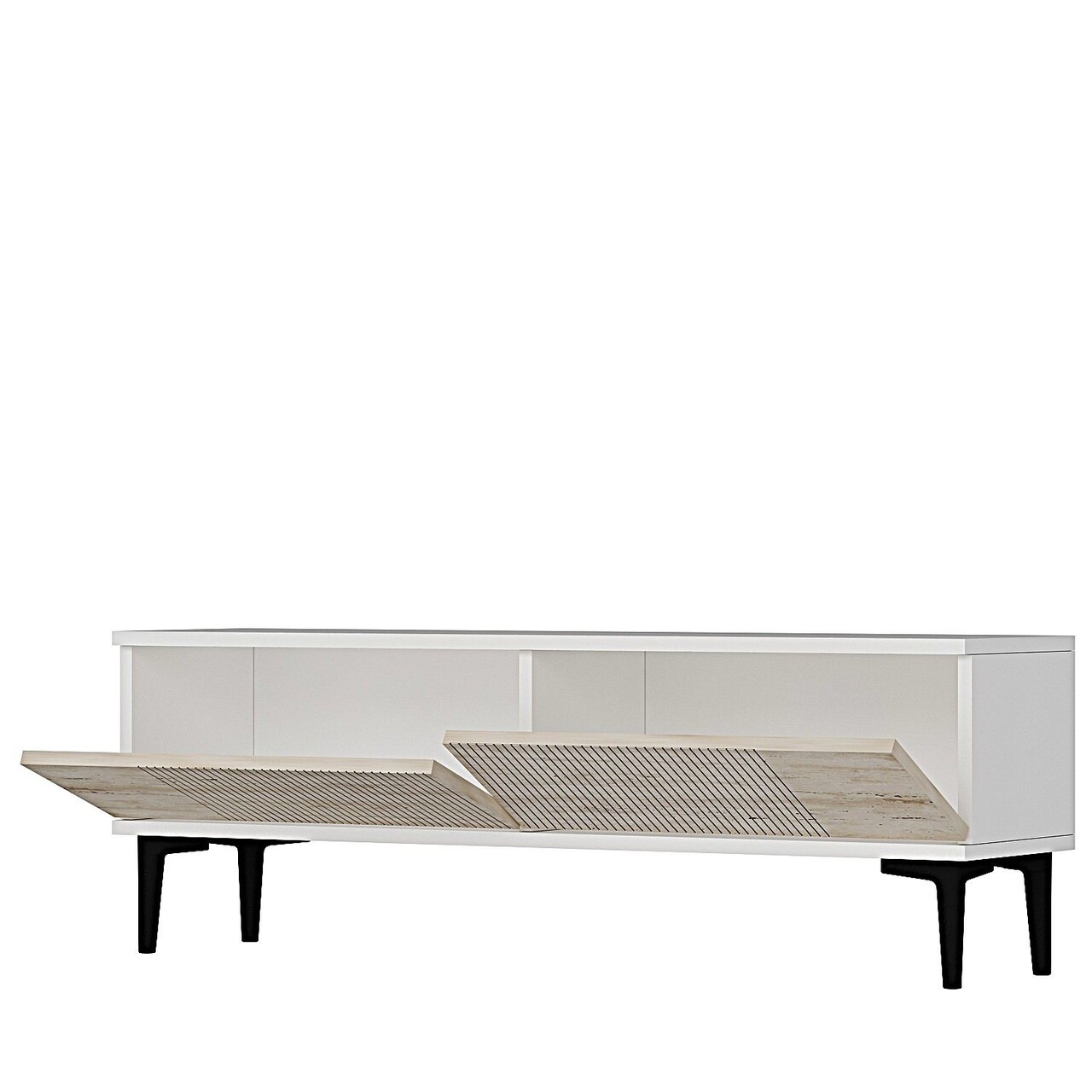 Comoda TV, Hanah Home, Corsa 120, 120x40.5x32 cm, Alb / Travertin - imagine 6