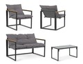 Set mobilier de gradina 4 piese Ilda, Bizzotto, otel/textilena 2x1/sticla temperata, gri