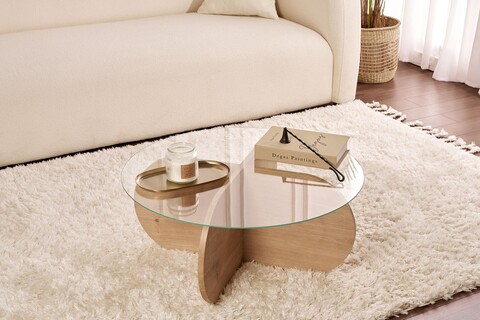 Masuta de cafea, Nordure, Aeris, Stejar Safir / Transparent
