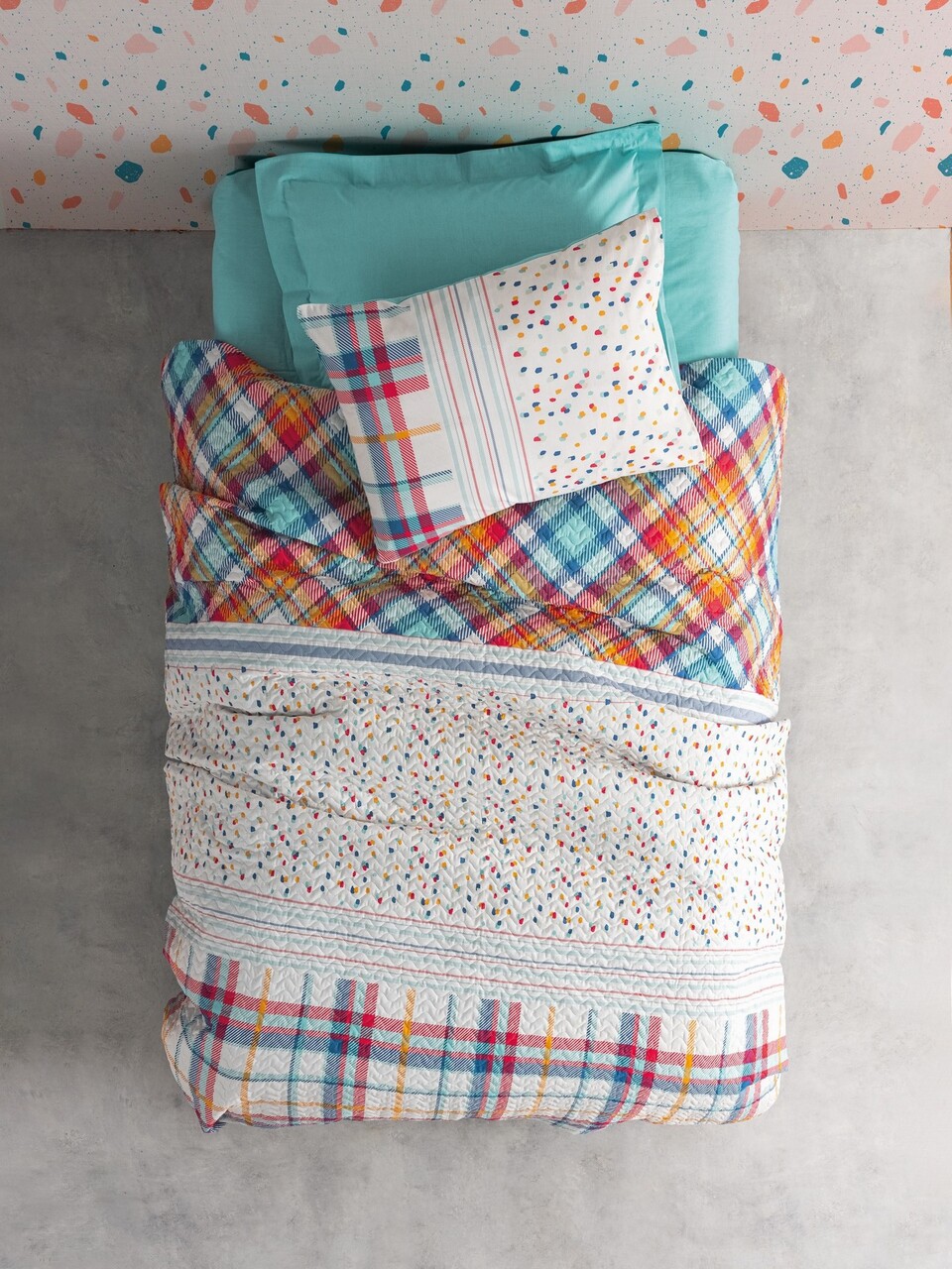 Lenjerie de pat pentru o persoana Young, Baniti v2 - Mint, Cotton Box, Bumbac
