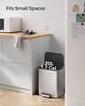 Cos de gunoi cu pedala 20 L, Songmics, inchidere soft close, 36.6x30x42.5 cm, inox, argintiu