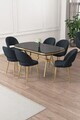 Set masa si scaune (7 piese), Hanah Home, Jita, Sonata / Auriu / Antracit