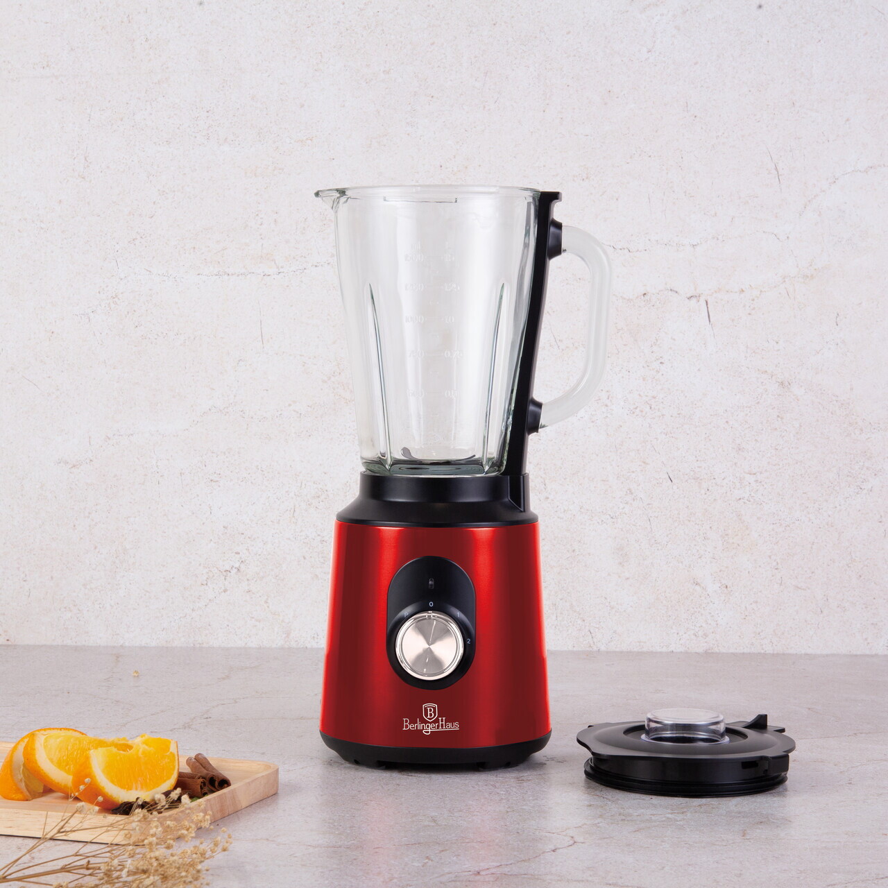 Blender de masa Berlinger Haus, Burgundy, 1000W, 1.5 L, inox/sticla/plastic, rosu/transparent - imagine 2
