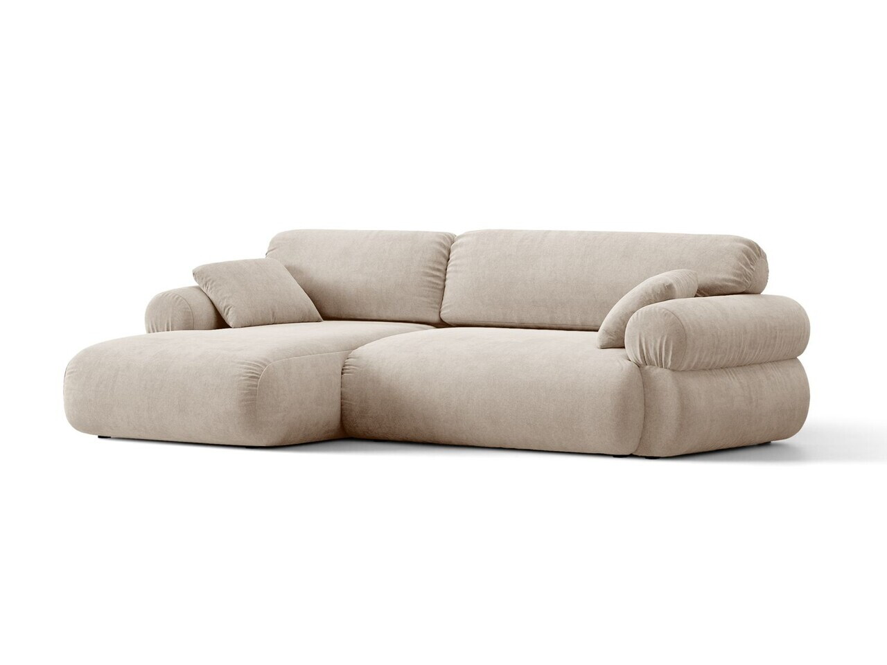 Coltar stanga 4 locuri, Ophelia, Micadoni Home, 256x164x84 cm, tesatura structurata, bej — imaginea 9