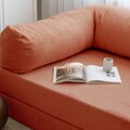 Canapea extensibila cu 3 locuri, Evalina, 383EVN1267, Material: 100% catifea PES, Rosu vermilion