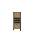 Masa de bar cu suport pentru sticle Heusden, Bedora, 151x49.2x120.3 cm, PAL/metal, negru/stejar