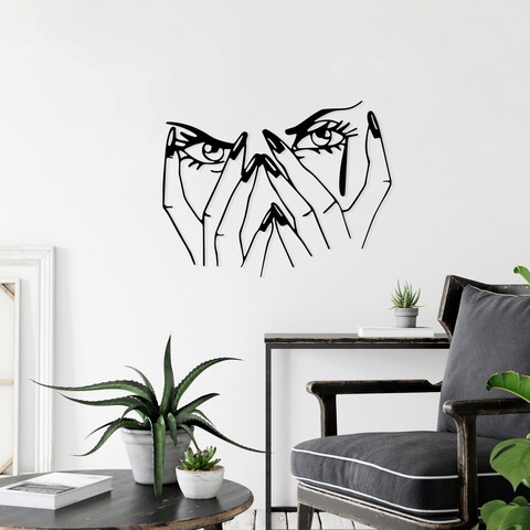 Decoratiune de perete, woman eyes, metal, dimensiune: 70 x 54 cm, negru