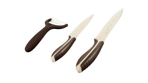Set 2 cutite si curatator legumecer Brown Stone, Ambition, inox