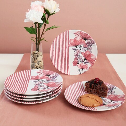Set farfurii din ceramica pentru desert, Keramika, 275KRM1791, Ceramica , Farfurie desert: 20 cm (6 bucăți), Multicolor