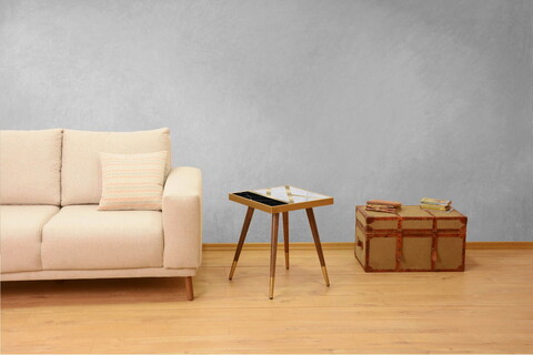Oglinda decorativa, Siam, Ozze, 60x60x2.2 cm, MDF , Negru