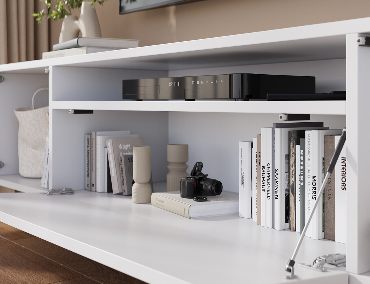 Comoda TV ADRK, Femur, 200x41x53 cm, PAL laminat, alb — imaginea 4