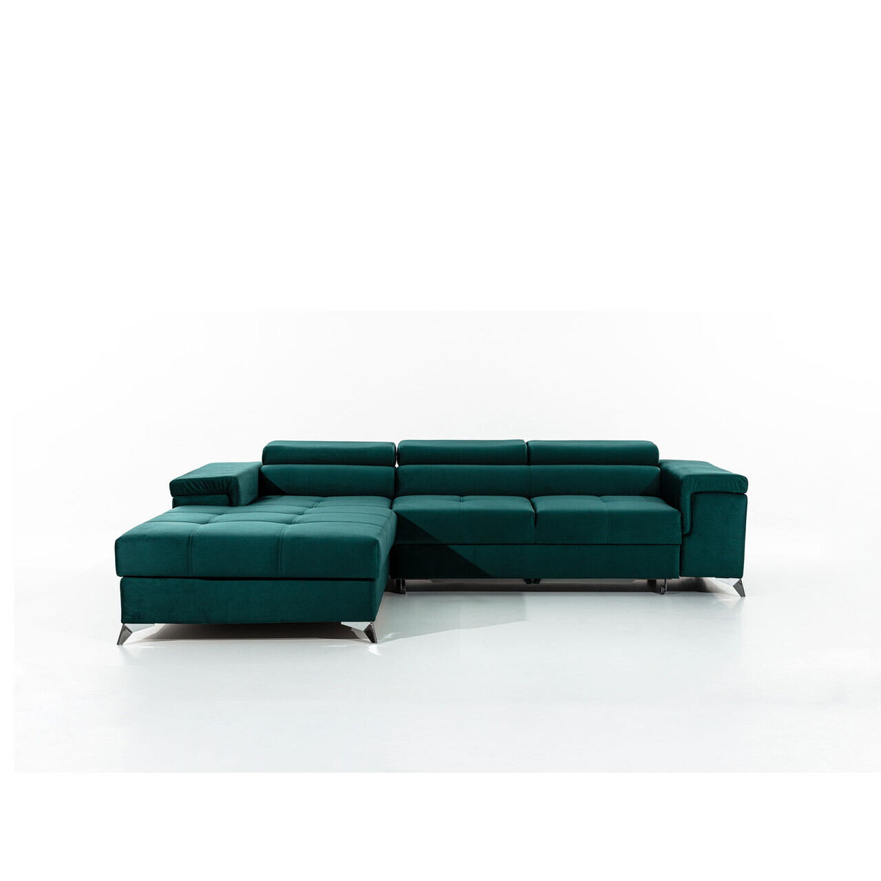 Coltar extensibil stanga 4 locuri ELTAP, Ric-45, Ricardo, 281x205x88 cm, lemn/poliester, verde inchis - view 4