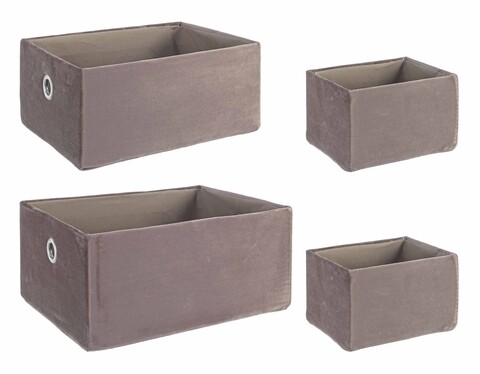 Poza Set 4 cosuri de depozitare, Velvet Beige, Bizzotto, 30x22x14 cm, otel/catifea