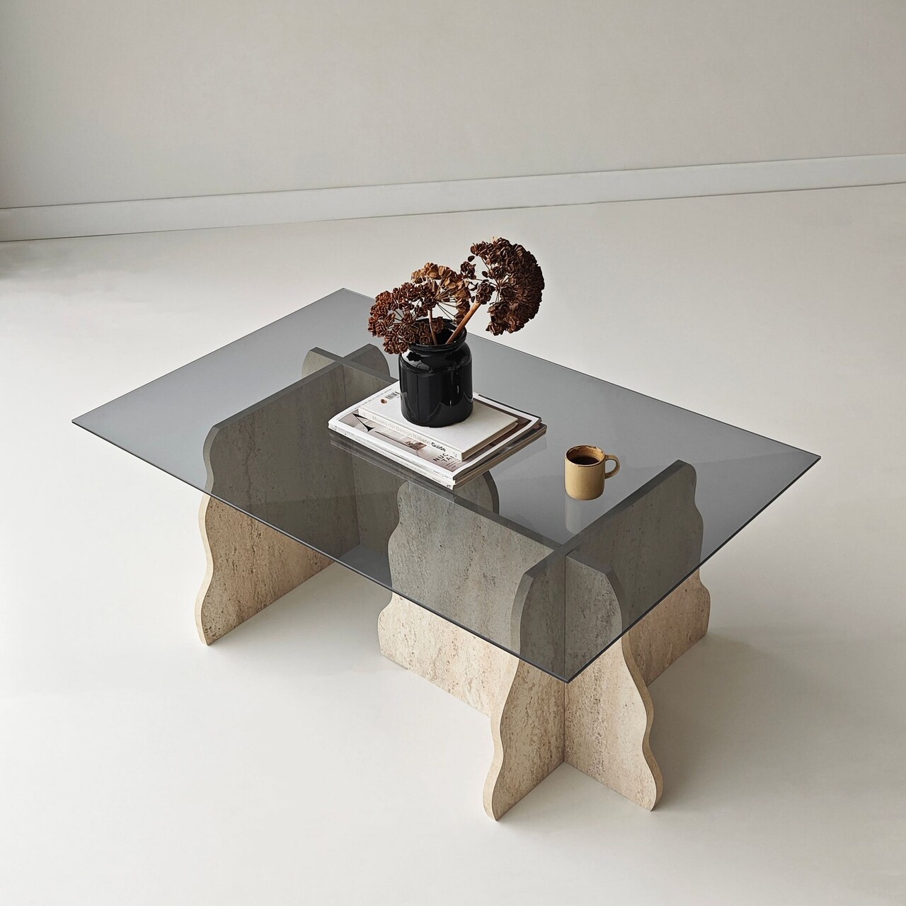Masuta de cafea, Hanah Home, Canyon, 105x40x65 cm, Travertin / Fumure - view 3