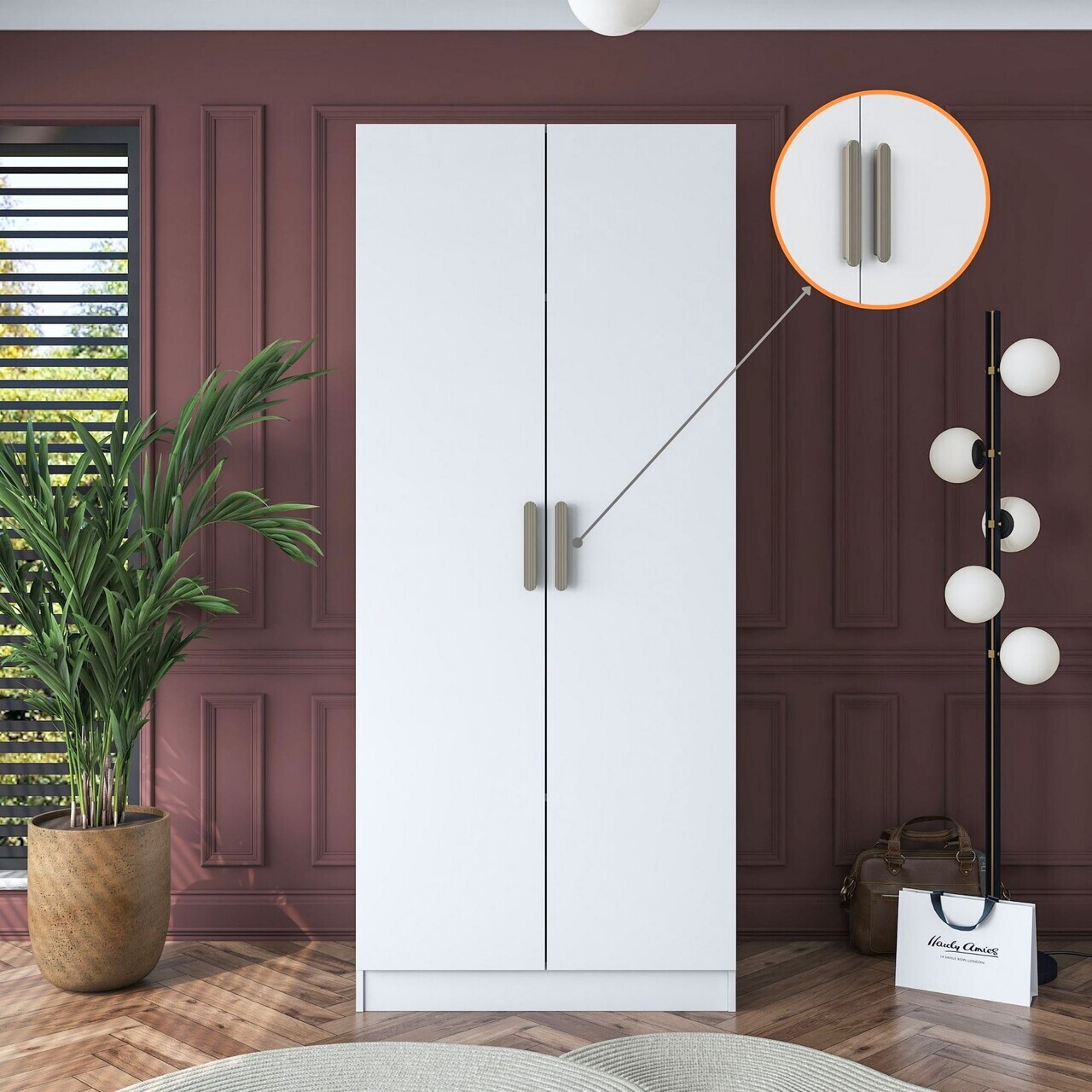 Dulap pentru haine, Hanah Home, BA161, 90x210x57.5 cm, PAL melaminat, Alb - view 3
