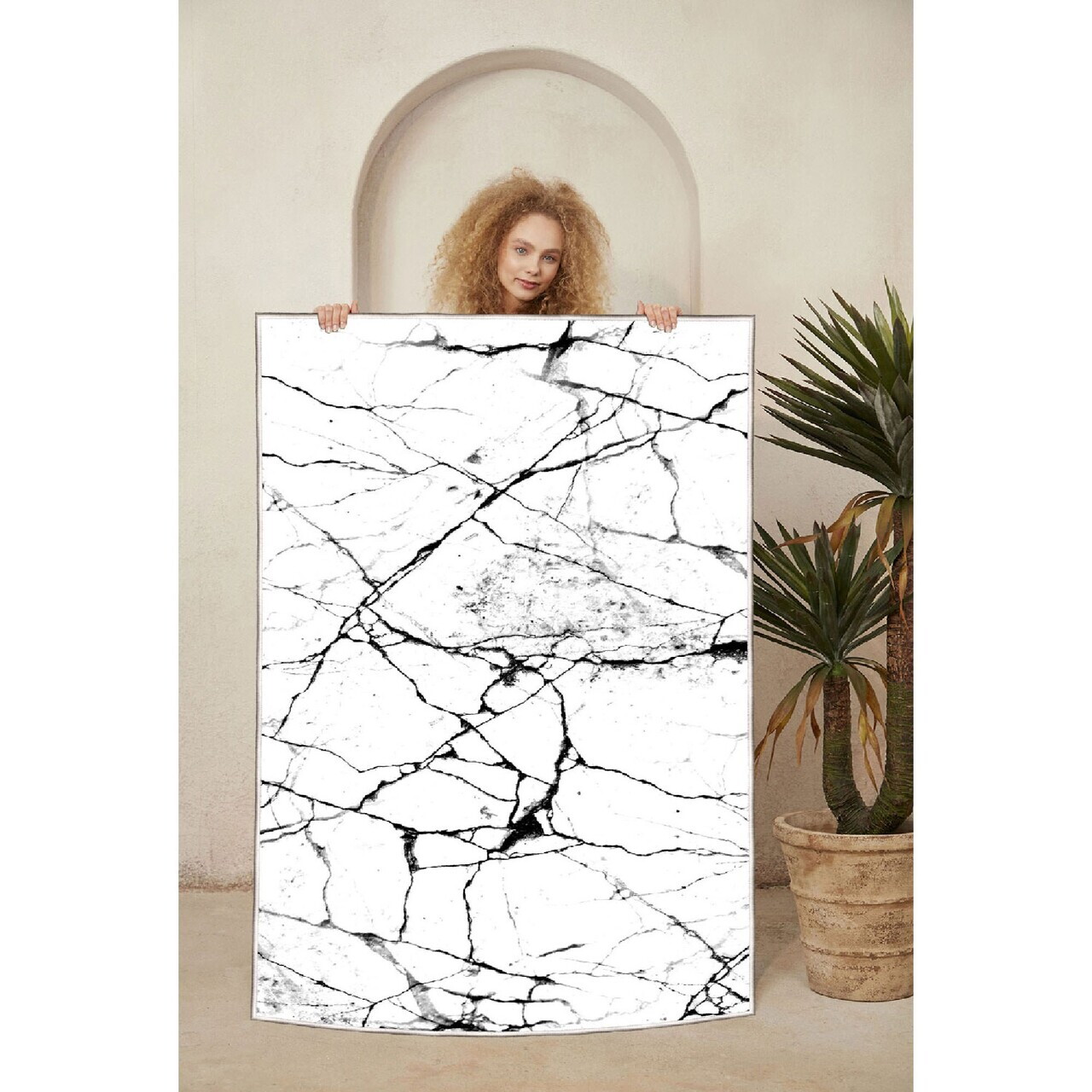 Covor, Eexfab816-Klm, 120x180 cm, Alb/Negru — imaginea 3