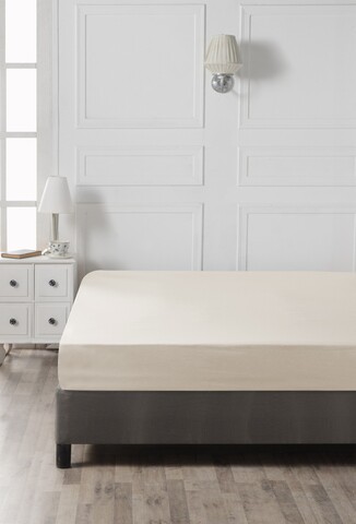 Cearceaf de pat cu elastic, 140×190 cm, 100% bumbac ranforce, Patik, Cream, crem