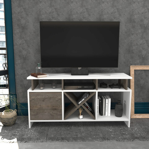 Comoda tv, retricy, auburn, 120x29.9x60.6 cm, pal, alb / wenge