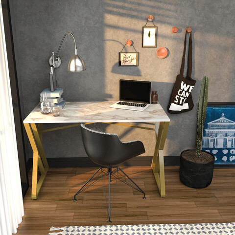 Birou, retricy, gyza, 120x60x75 cm, pal, aur alb