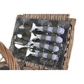 Cos de picnic pentru 4 persoane, DKD Home Decor, 40 x 28 x 19 cm, rachita, natural/gri