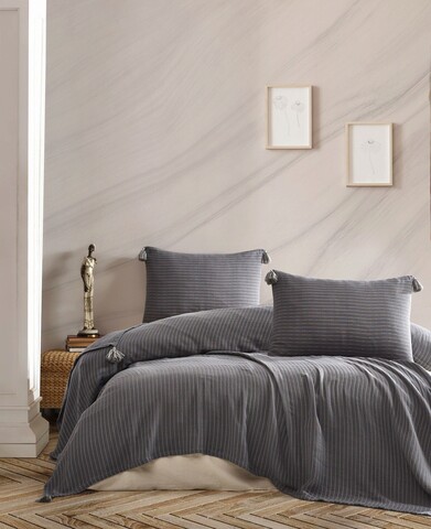 Set cuvertura pique dubla, Costa – Grey, Şaheser, Bumbac mezoni.ro