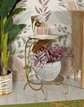 Masuta de cafea Flowers, Mauro Ferretti, 40x78 cm, fier/sticla, auriu