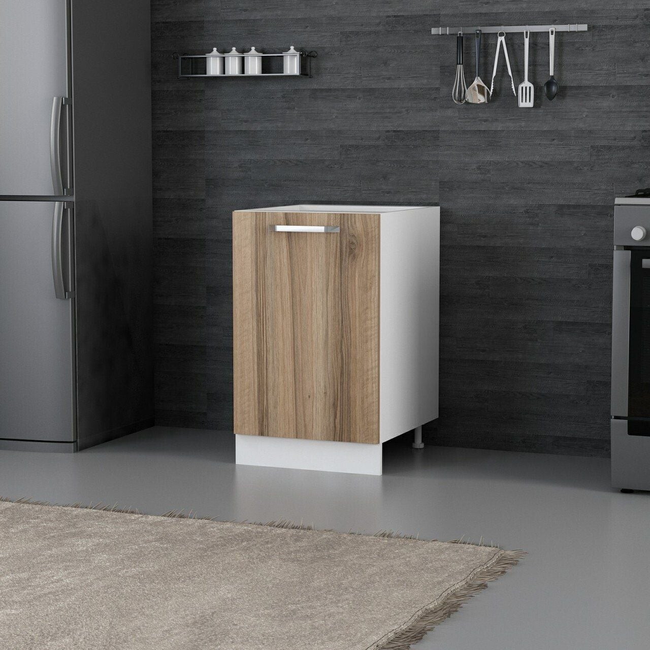 Dulap pentru bucatarie, Hanah Home, Minar, 50x87x58 cm, Alb / Dore — imaginea 2