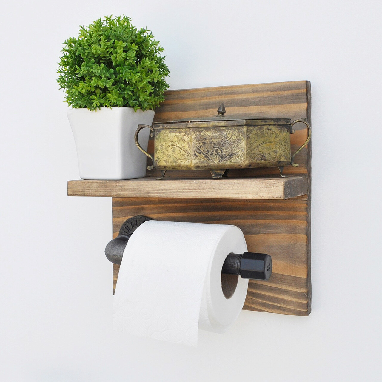 Raft de perete, Evila Originals, Boruraf172, 30x14x12 cm, Nuc / Negru - 2 | YEO