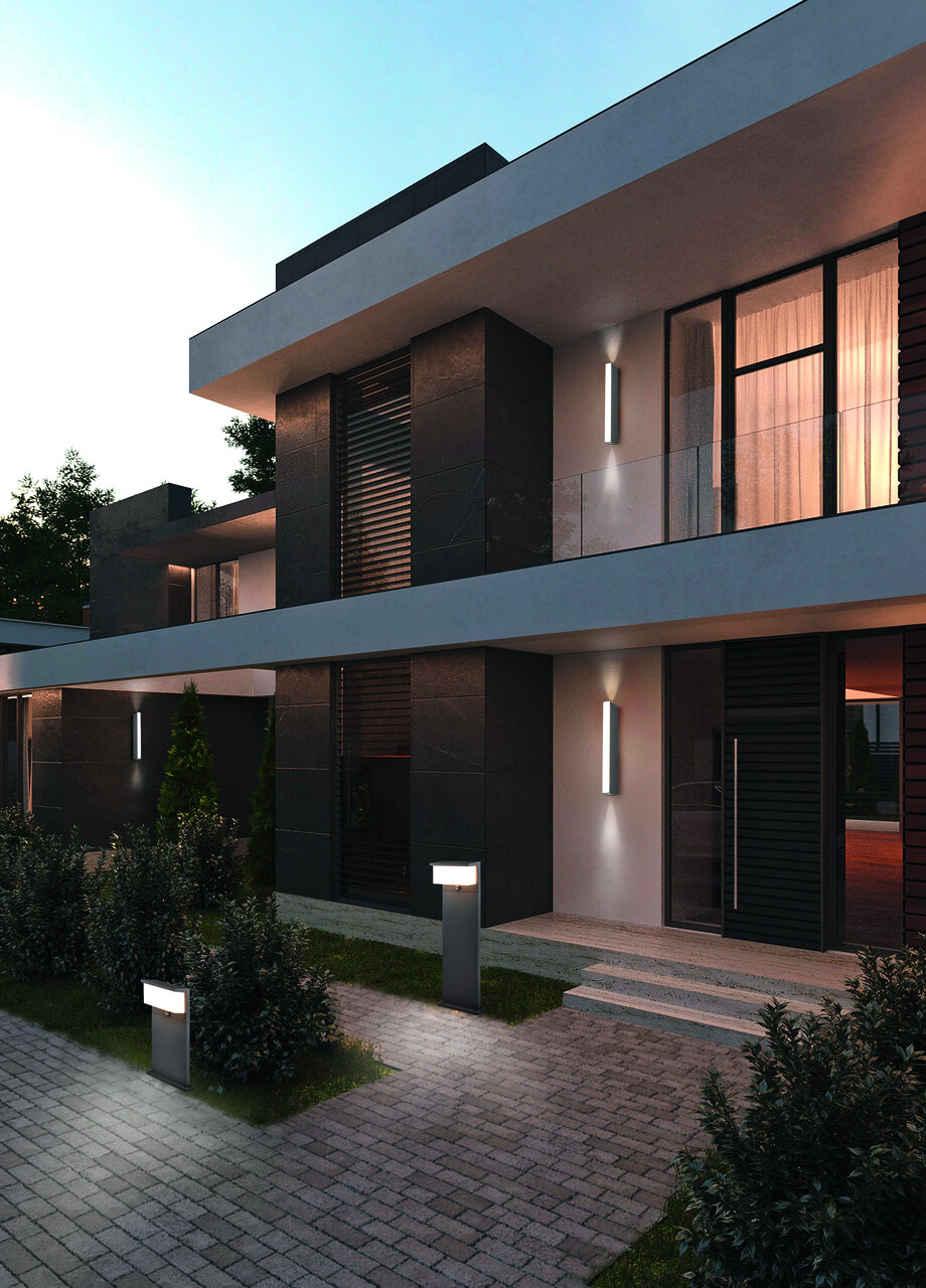 Lampadar de exterior cu senzor Nestos, TRIO, 26x80 cm, 13W, 1x SMD, aluminiu, antracit